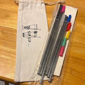 Reusable Stainless Steel Drink Straws with Color Silicone Tips - Multicolor